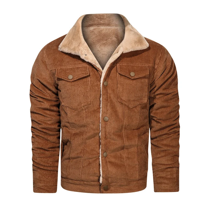 Herren Kord-Truckerjacke mit Teddyfutter und Druckknopfverschluss Nord Taschen