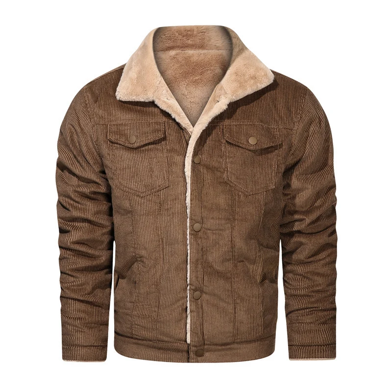 Herren Kord-Truckerjacke mit Teddyfutter und Druckknopfverschluss Nord Taschen
