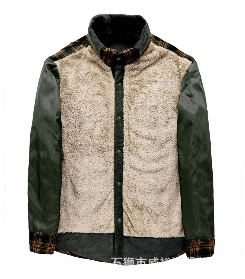 Herren Karo‑Hemdjacke mit Teddyfutter, Cord‑Schulterpasse und Multifunktionstaschen Nord Taschen