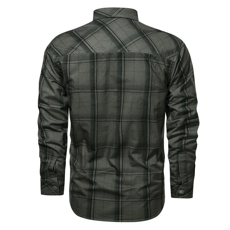 Herren kariertes Utility-Hemd mit Brustpattentaschen und verstärktem Canvas-Finish Nord Taschen
