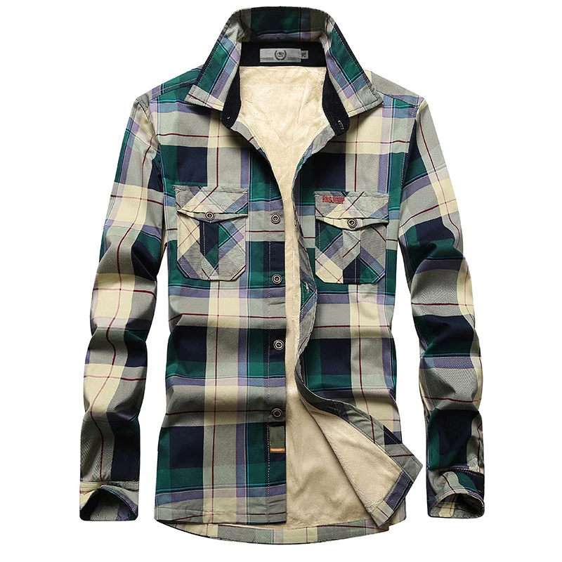 Herren Kariertes Thermo-Hemdjacke mit Teddyfleece-Innenfutter und Brustpattentaschen Nord Taschen