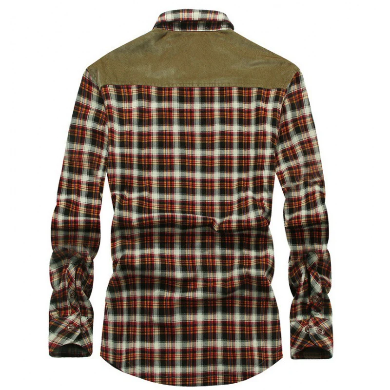Herren kariertes Thermo-Hemd mit Teddyfutter, Cordbesatz und Brustpattentaschen Nord Taschen