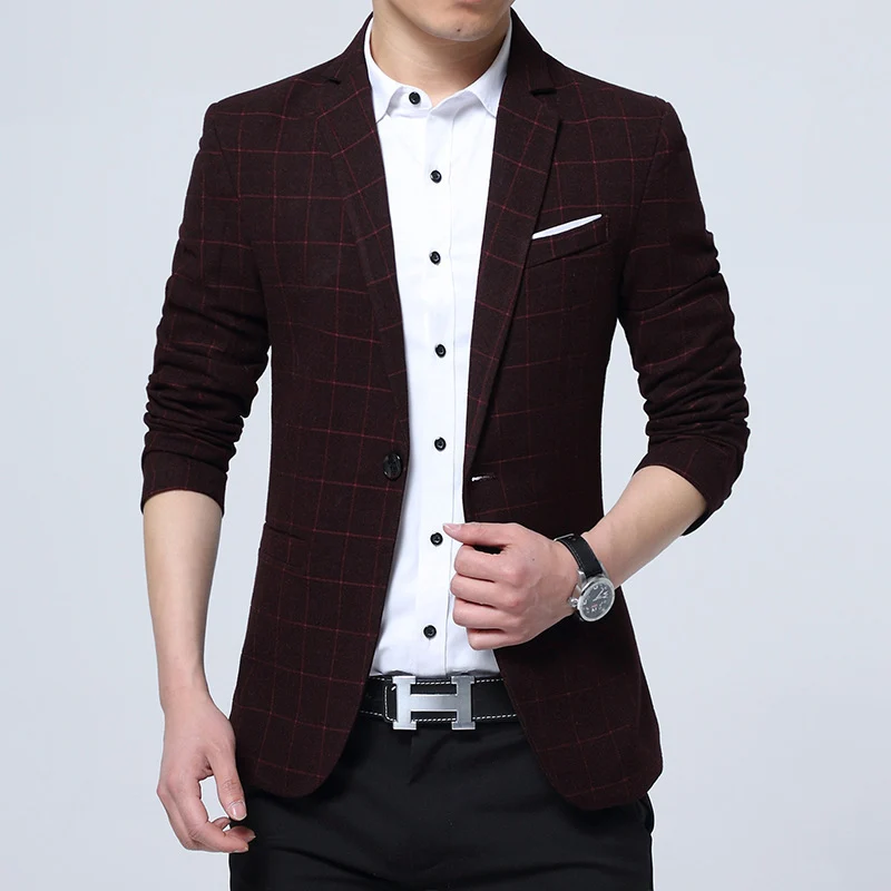 Herren Karierter Slim-Fit Sakko im Business-Casual Stil Nord Taschen