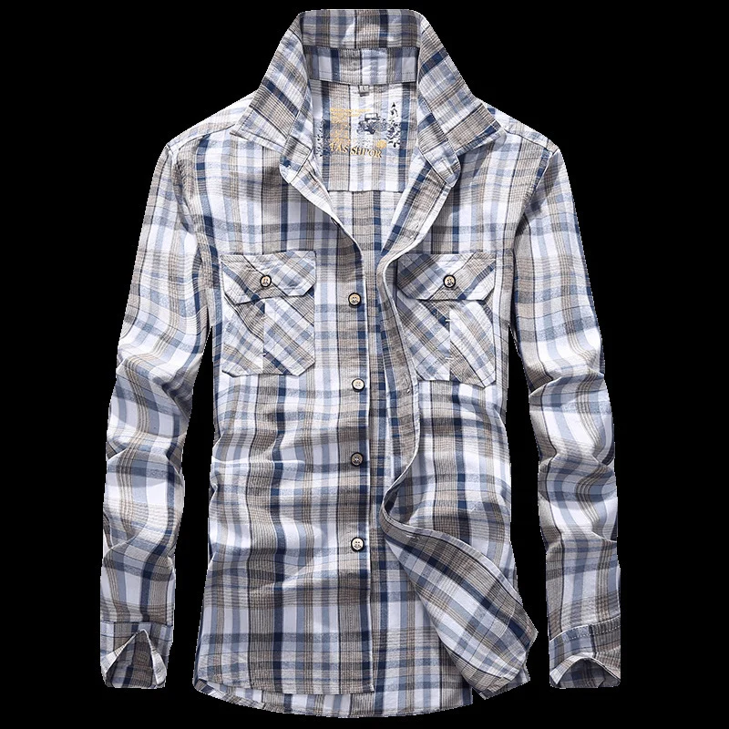 Herren Karierte Hemdjacke im Worker‑Style mit Brustpattentaschen Nord Taschen