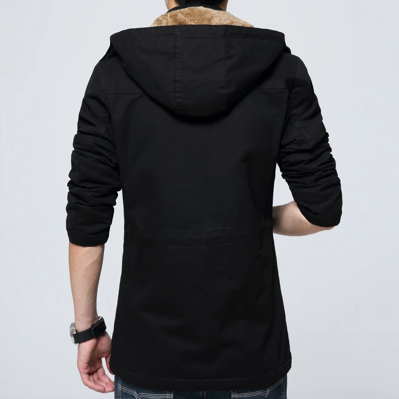 Herren Kapuzenparka mit Teddyfutter, Utility-Taschen und Kordzug Nord Taschen