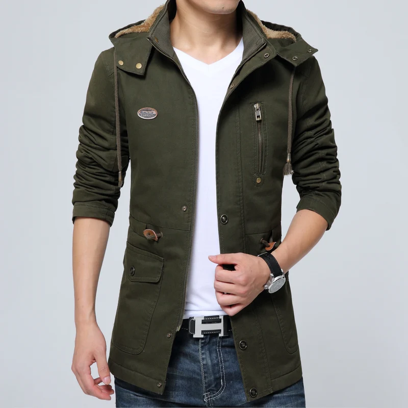 Herren Kapuzenparka mit Teddyfutter, Utility-Taschen und Kordzug Nord Taschen