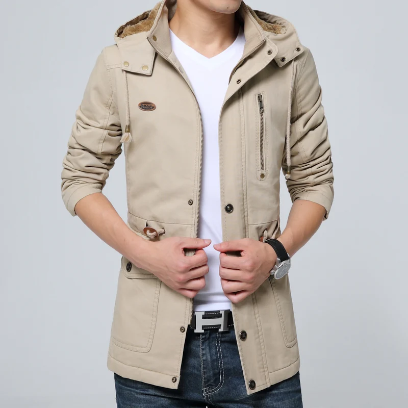 Herren Kapuzenparka mit Teddyfutter, Utility-Taschen und Kordzug Nord Taschen