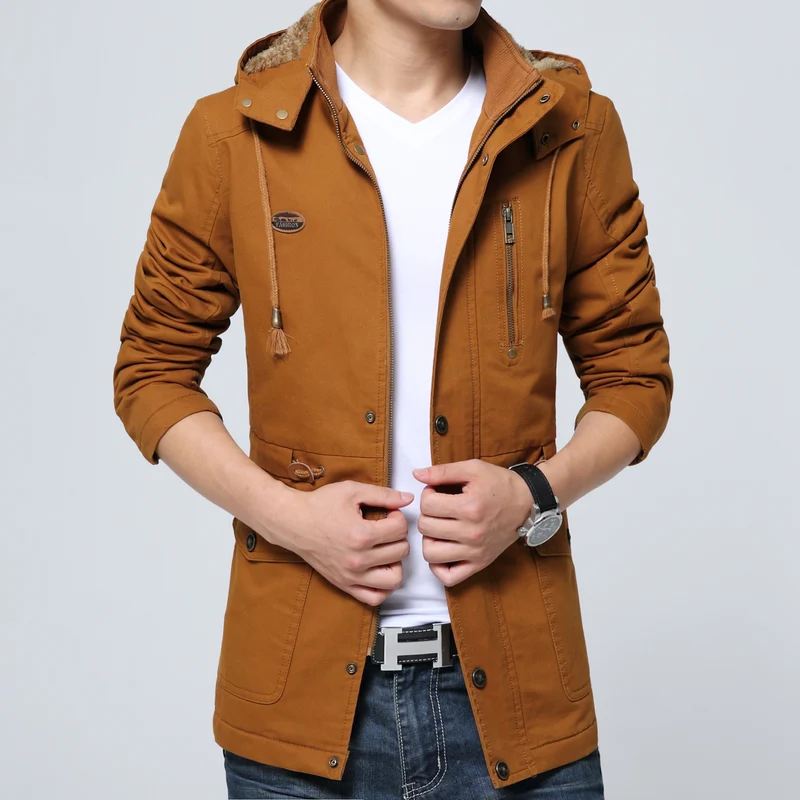 Herren Kapuzenparka mit Teddyfutter, Utility-Taschen und Kordzug Nord Taschen