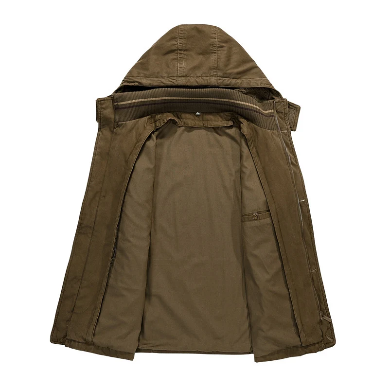 Herren Kapuzenparka mit Teddyfutter und multifunktionalen Utility‑Taschen Nord Taschen