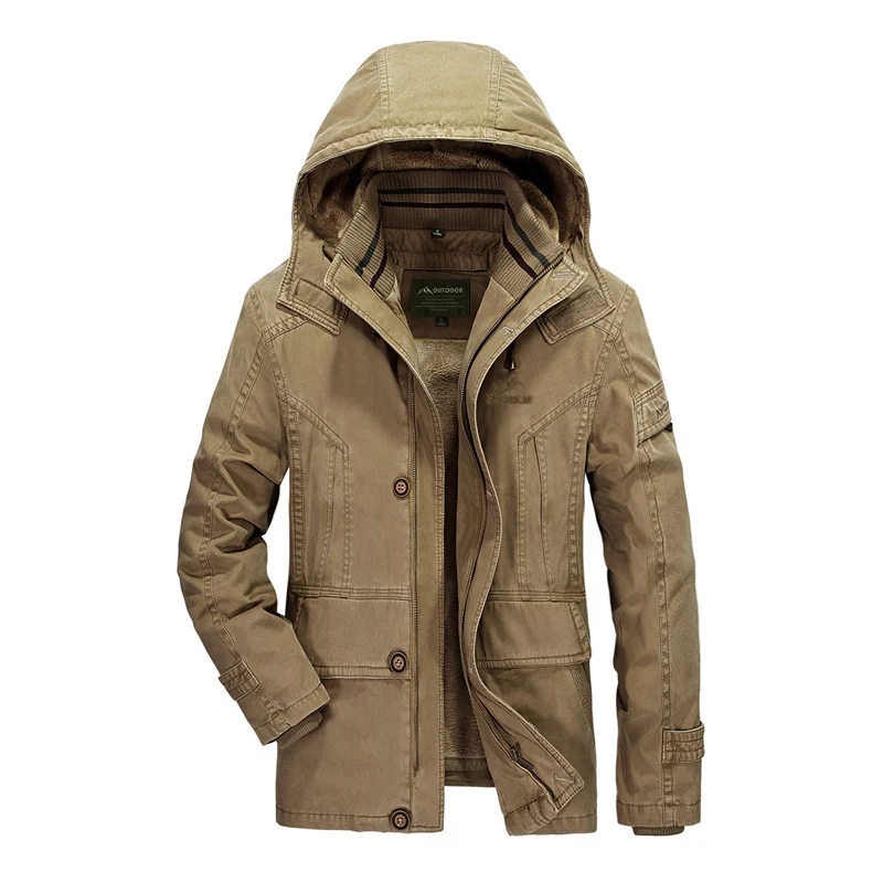 Herren Kapuzenparka mit Teddyfutter und multifunktionalen Utility‑Taschen Nord Taschen