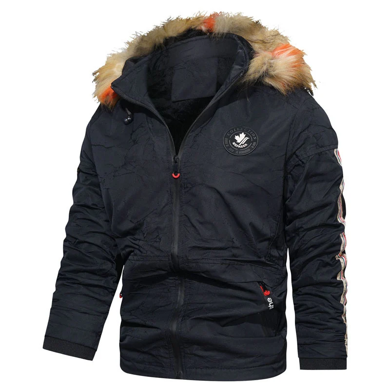 Herren Kapuzenparka mit Kunstfellbesatz, winddichter Außenhülle und gesteppter Thermofütterung Nord Taschen
