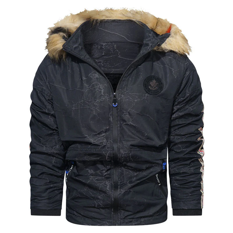 Herren Kapuzenparka mit Kunstfellbesatz, winddichter Außenhülle und gesteppter Thermofütterung Nord Taschen