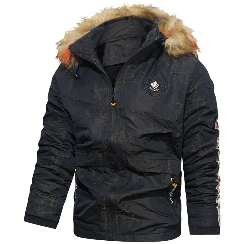 Herren Kapuzenparka mit Kunstfellbesatz, winddichter Außenhülle und gesteppter Thermofütterung Nord Taschen