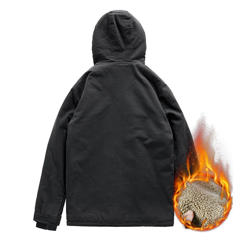 Herren Kapuzenjacke mit Sherpa-Futter und winddichter Canvas-Optik Nord Taschen