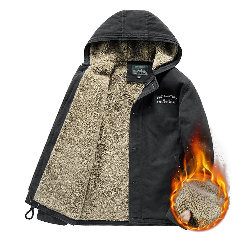 Herren Kapuzenjacke mit Sherpa-Futter und winddichter Canvas-Optik Nord Taschen