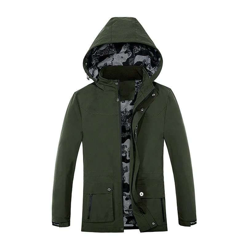 Herren Kapuzen-Parka im Canvas-Utility-Stil mit Camouflage-Innenfutter Nord Taschen