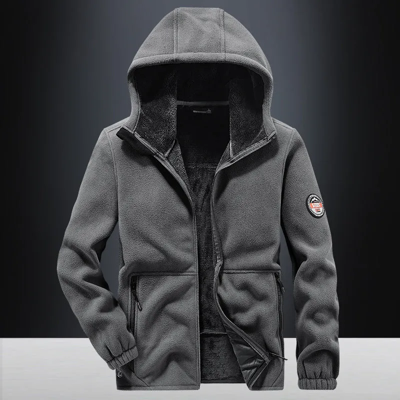 Herren Kapuzen-Fleecejacke mit Teddyfutter, durchgehendem Reißverschluss und Reißverschlusstaschen Nord Taschen