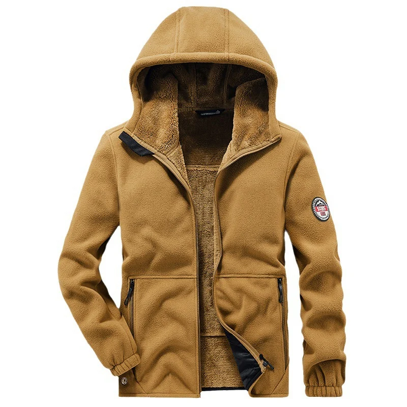 Herren Kapuzen-Fleecejacke mit Teddyfutter, durchgehendem Reißverschluss und Reißverschlusstaschen Nord Taschen