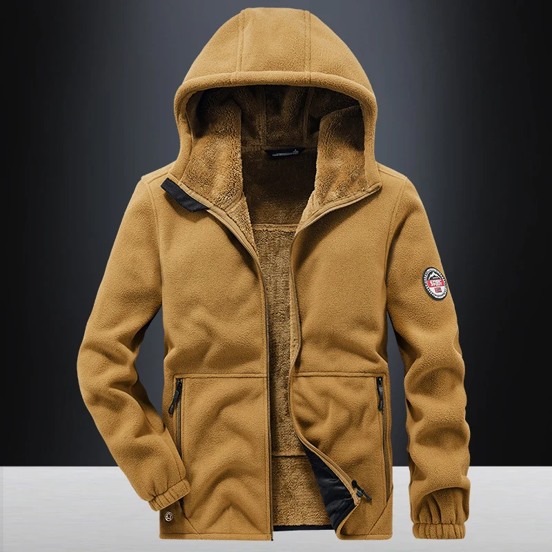 Herren Kapuzen-Fleecejacke mit Teddyfutter, durchgehendem Reißverschluss und Reißverschlusstaschen Nord Taschen
