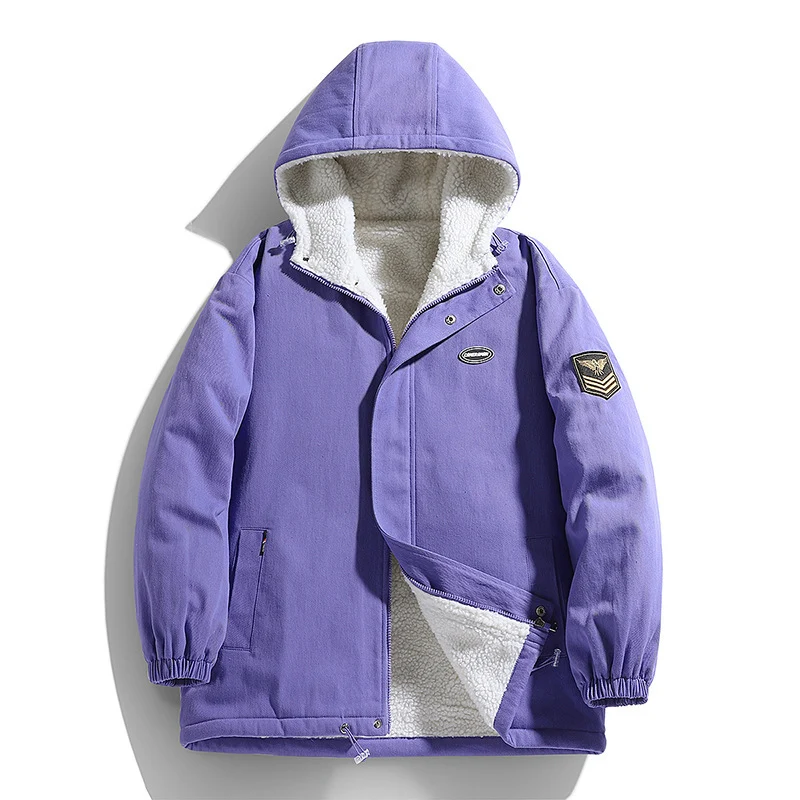 Herren Kapuzen-Canvasparka mit Teddyfleece-Innenfutter und Military‑Patch Nord Taschen