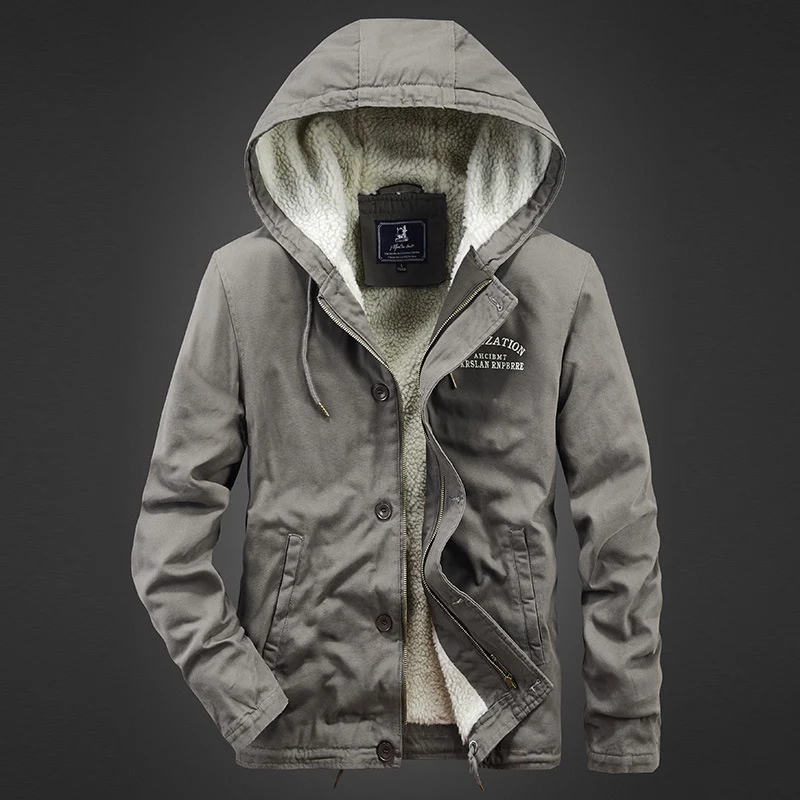 Herren Kapuzen-Canvasparka mit Sherpa-Futter und Thermoisolierung Nord Taschen