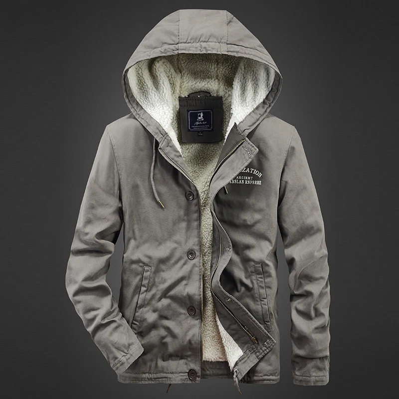 Herren Kapuzen-Canvasparka mit Sherpa-Futter und Thermoisolierung Nord Taschen