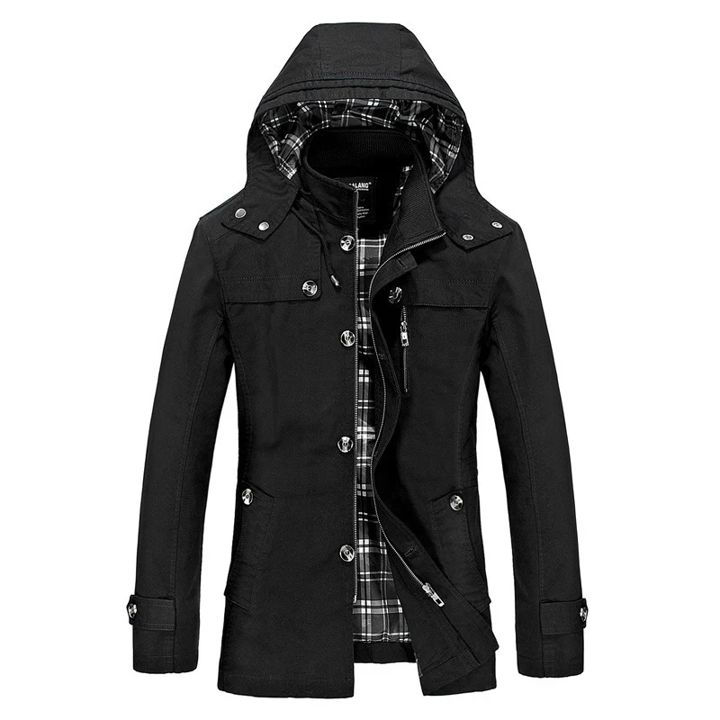 Herren Kapuzen-Canvasparka mit kariertem Innenfutter, windabweisender Leinenoptik und Multifunktionstaschen Nord Taschen