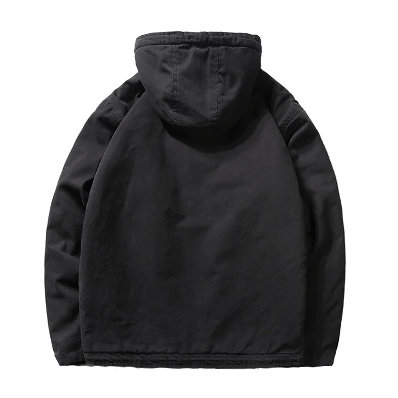 Herren Kapuzen-Canvasjacke mit Sherpa-Futter und Utility-Details Nord Taschen