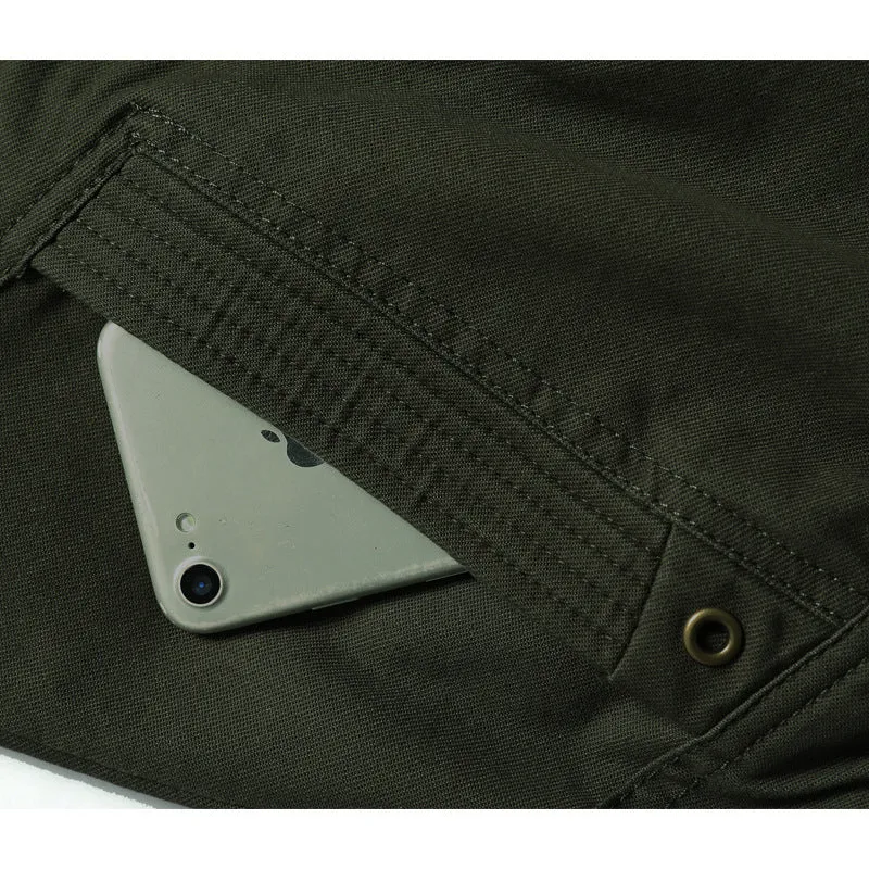 Herren Kapuzen-Canvasjacke im Military-Utility-Stil mit Camouflagemanschette und Rippbündchen Nord Taschen