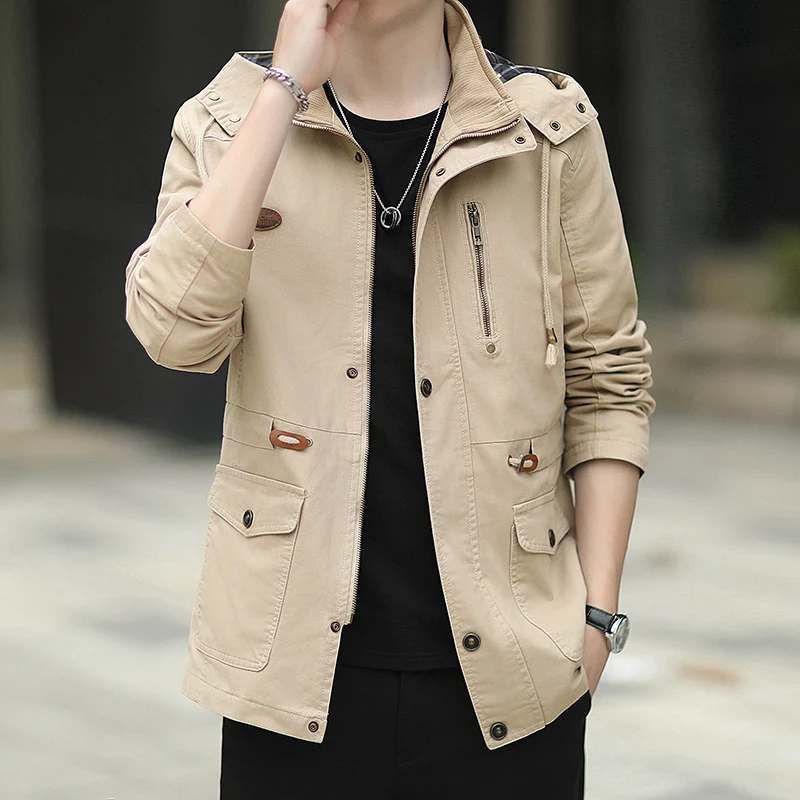 Herren Kapuzen-Canvas-Parka im Urbanen Utility-Design Nord Taschen