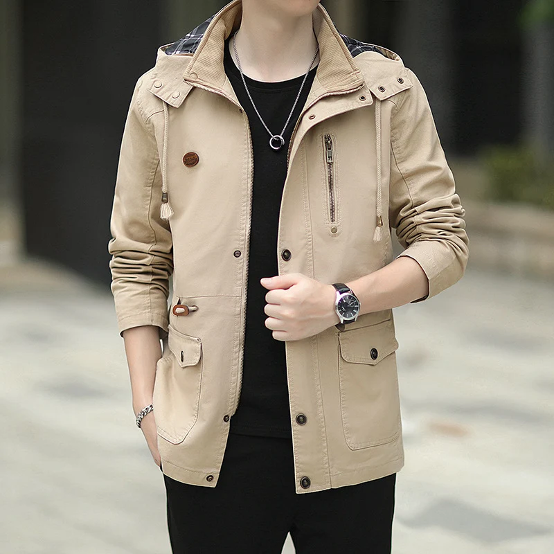 Herren Kapuzen-Canvas-Parka im Urbanen Utility-Design Nord Taschen
