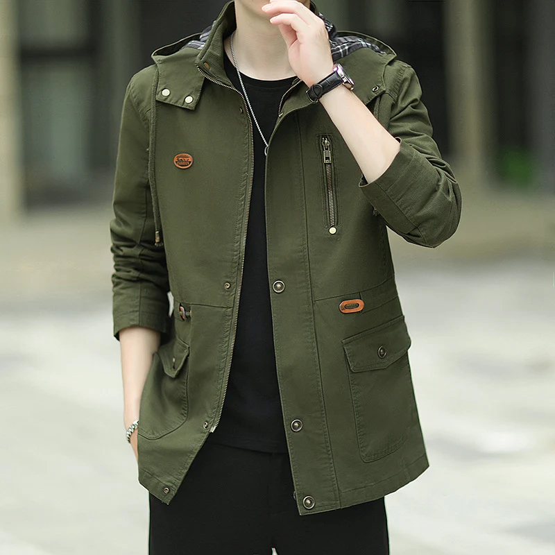 Herren Kapuzen-Canvas-Parka im Urbanen Utility-Design Nord Taschen