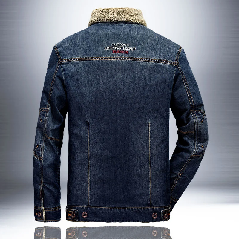 Herren Jeansjacke mit wärmender Sherpa-Innenfütterung und Hemdkragen Nord Taschen