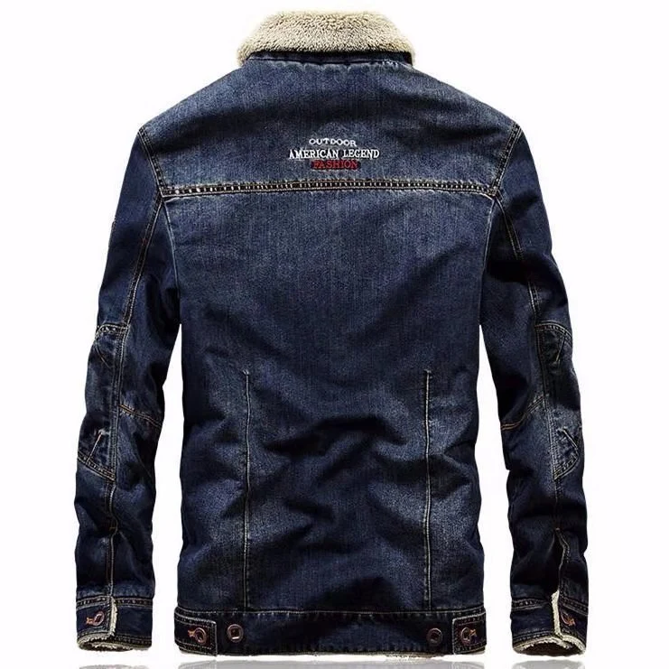 Herren Jeansjacke mit Sherpa‑Futter, wärmender Teddyinnenlage und klassischem Hemdkragen Nord Taschen