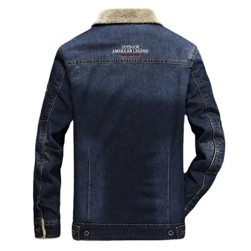 Herren Jeansjacke mit dichter Sherpa-Innenfütterung, hochschließendem Kragen und Utility-Taschen Nord Taschen