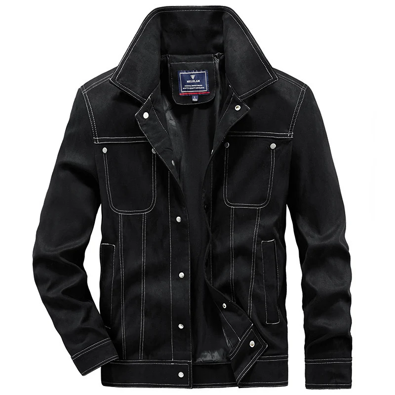 Herren Jeansjacke im Worker-Truckerstil mit markanten Kontraststeppungen Nord Taschen