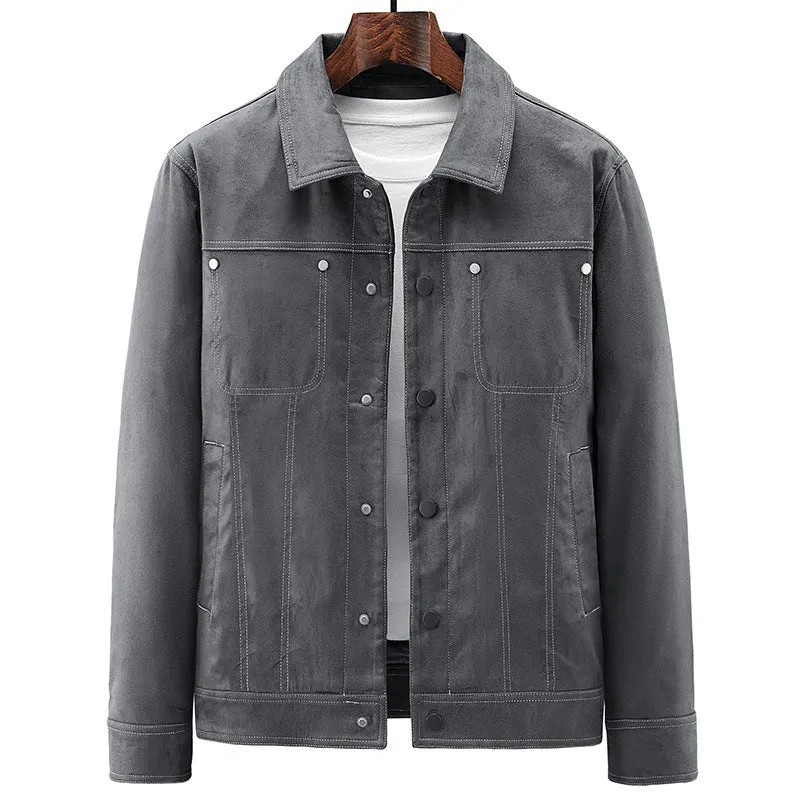 Herren Jeansjacke im Worker-Truckerstil mit markanten Kontraststeppungen Nord Taschen