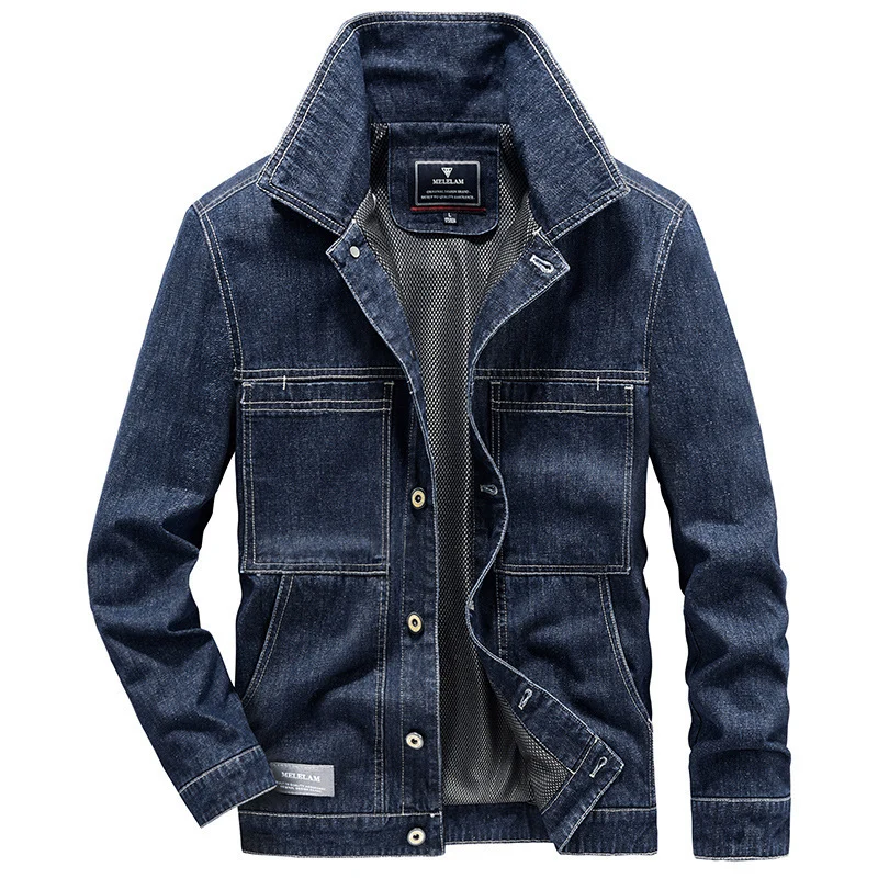 Herren Jeansjacke im Utility-Look mit aufgesetzten Taschen und Mesh-Futter Nord Taschen