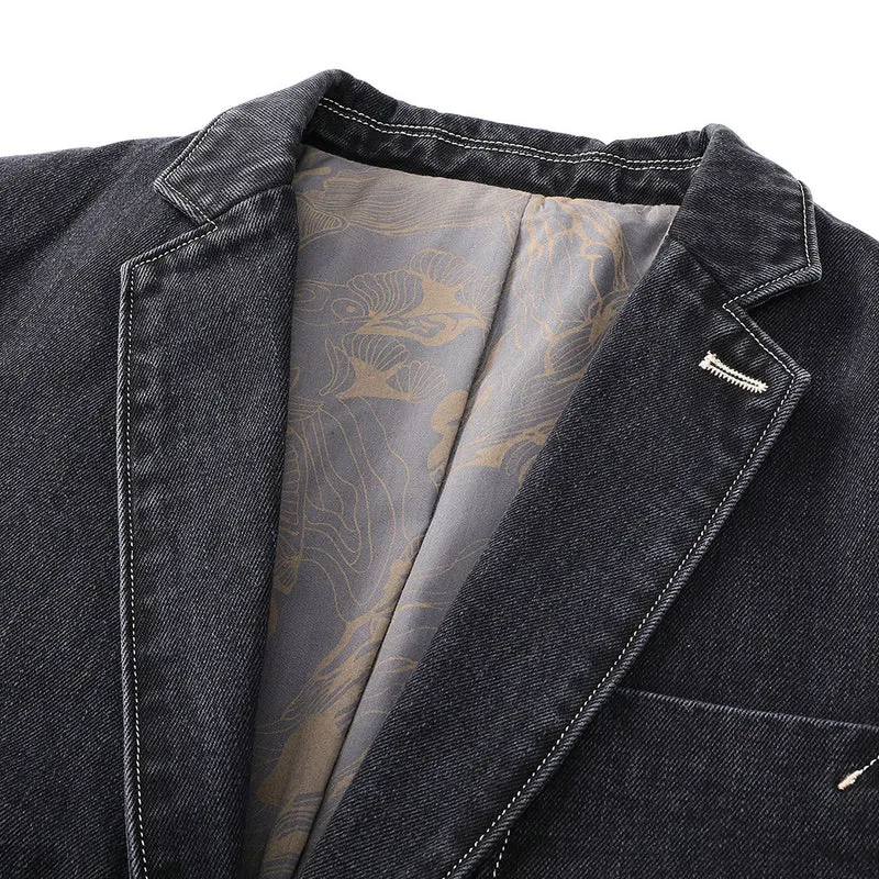 Herren Jeansblazer im Vintage-Look mit aufgesetzten Pattentaschen und dekorativer Kontrastnaht Nord Taschen