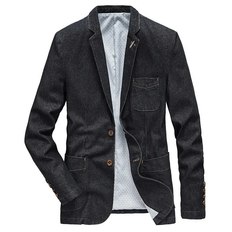 Herren Jeansblazer im Casual-Look mit aufgesetzten Taschen und Kontrastnähten Nord Taschen
