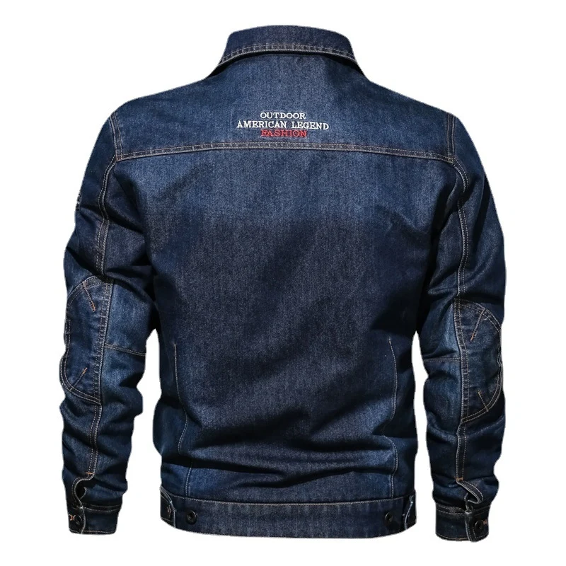 Herren Jeans-Truckerjacke mit markanter Kontraststeppung und Brustpattentaschen Nord Taschen