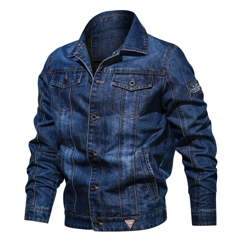 Herren Jeans-Truckerjacke mit markanter Kontraststeppung und Brustpattentaschen Nord Taschen
