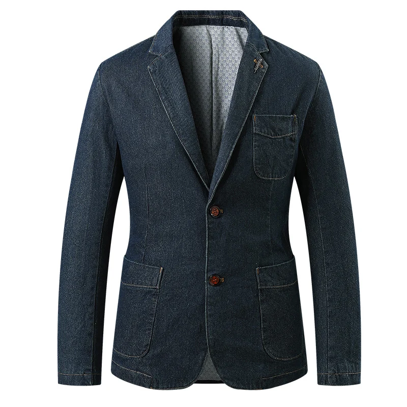 Herren Jeans-Sakko im Casual-Worker-Stil mit aufgesetzten Taschen und Kontrastnähten Nord Taschen