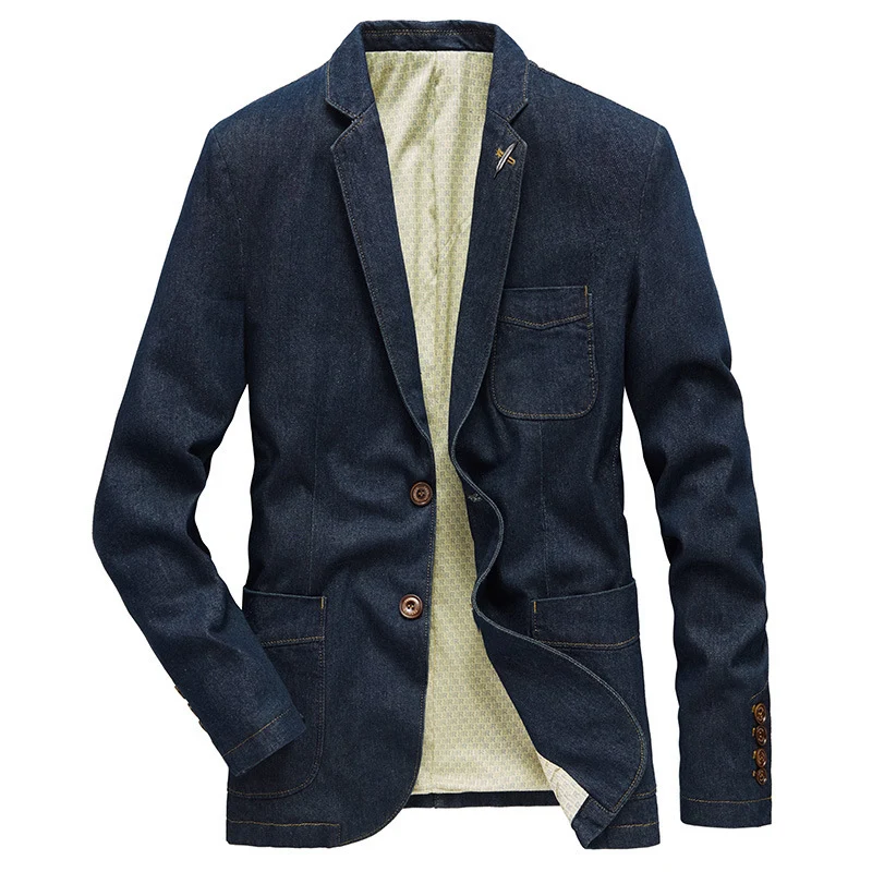 Herren Jeans-Sakko im Casual-Worker-Stil mit aufgesetzten Taschen und Kontrastnähten Nord Taschen