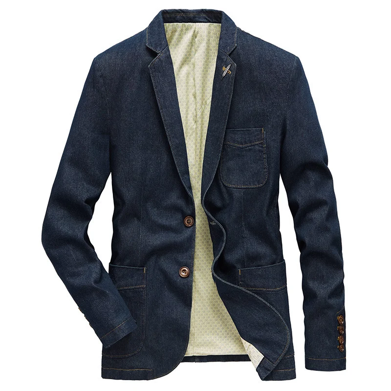 Herren Jeans-Sakko im Casual-Worker-Stil mit aufgesetzten Taschen und Kontrastnähten Nord Taschen