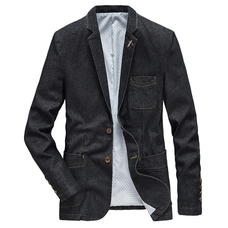 Herren Jeans-Sakko im Casual-Worker-Stil mit aufgesetzten Taschen und Kontrastnähten Nord Taschen