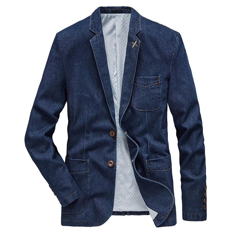 Herren Jeans-Sakko im Casual-Worker-Stil mit aufgesetzten Taschen und Kontrastnähten Nord Taschen