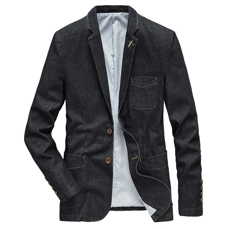 Herren Jeans-Sakko im Casual-Worker-Stil mit aufgesetzten Taschen und Kontrastnähten Nord Taschen