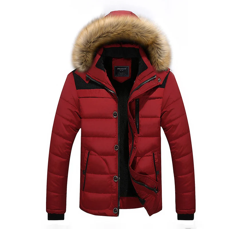 Herren isolierter Steppparka mit abnehmbarer Kapuzenblende und winddichter Front Nord Taschen