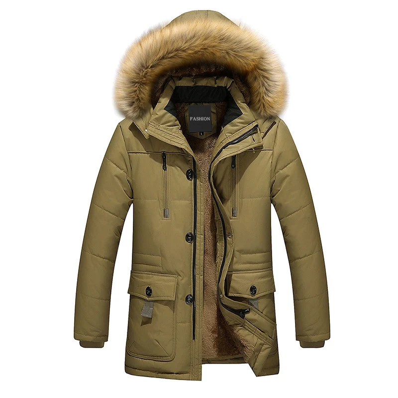 Herren Isolierter Langparka mit Teddyfleece-Innenlage, abnehmbarer Kunstfellkapuze und verdecktem Zweiwege-Reißverschluss Nord Taschen